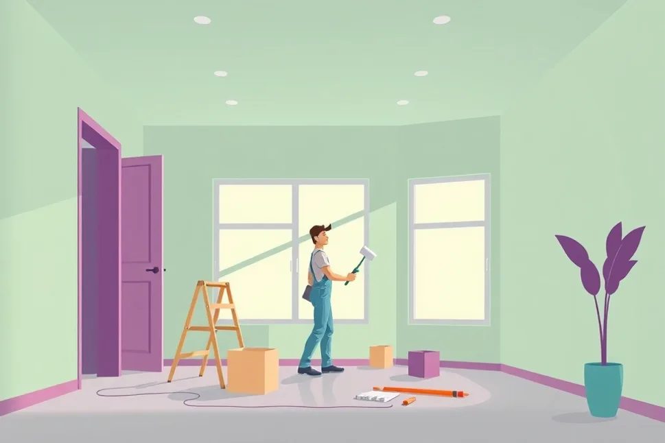 Intérieur rénové après travaux de peinture à Montélimar