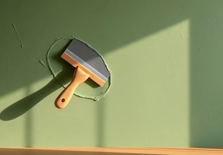Application d'un enduit décoratif à la lisseuse sur un mur